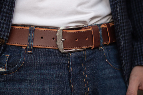 Ремень джинсовый широкий, 45 мм., нат. кожа быка, DРМ-КД-45-00128 фото фото 6